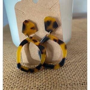 Circle Drop Earrings, Tortoise Shell Print